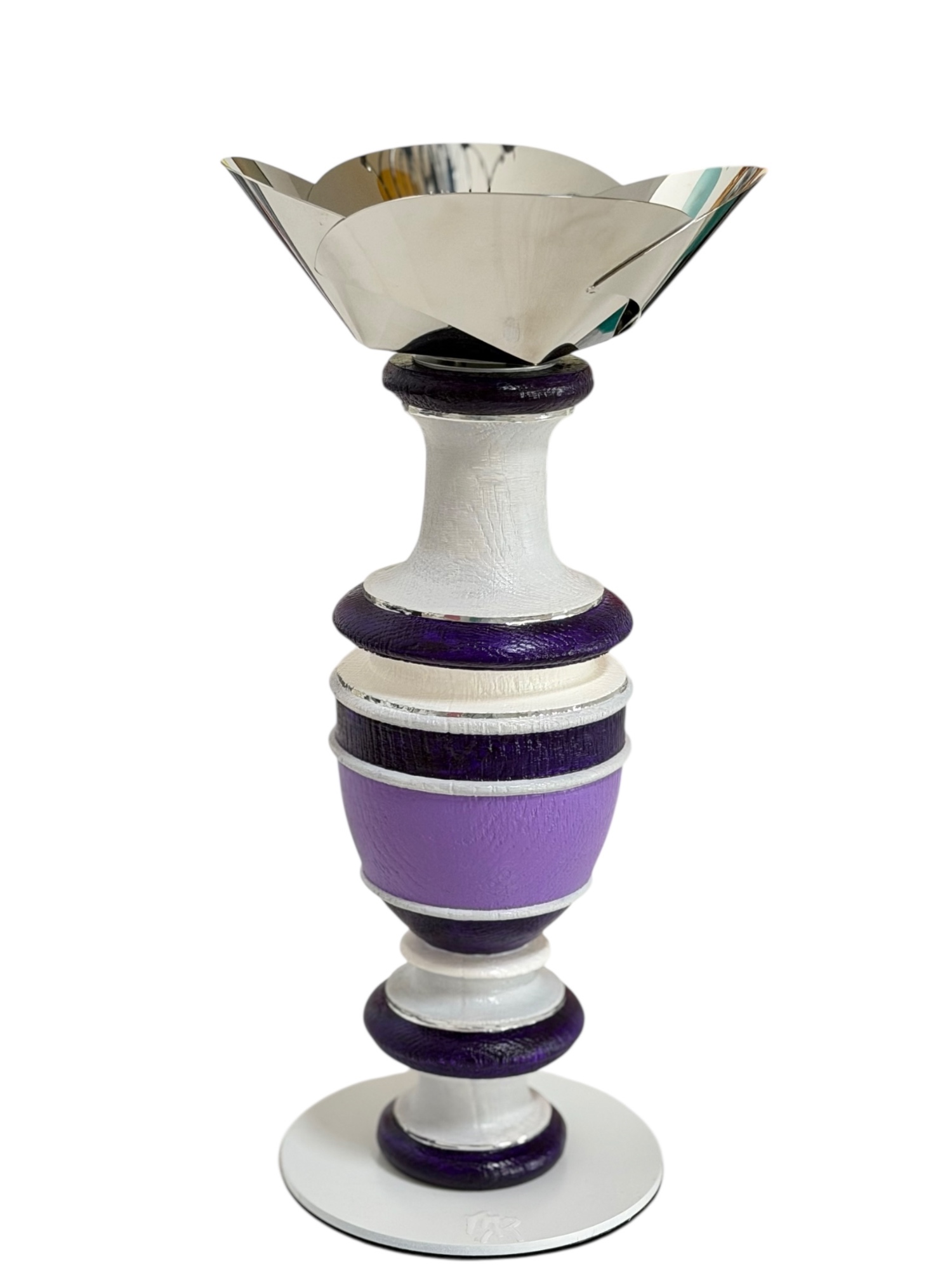 Product lignes chromées bougeoir/vide poche/coupelle mauve